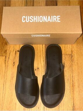 Cushionaire Carly Black Open Toe Slide Sandals Size 9